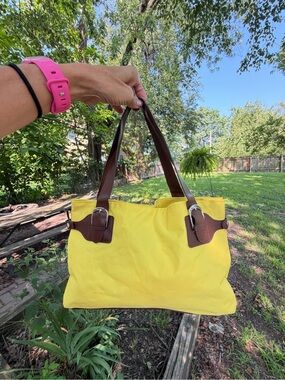 Yellow Canvas Purse with Brown Straps (Source Unknown)